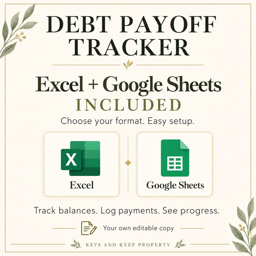 Debt Payoff Tracker Excel and Google Sheets | Printable Planner, Payment Log with Bonus Motivation Kit