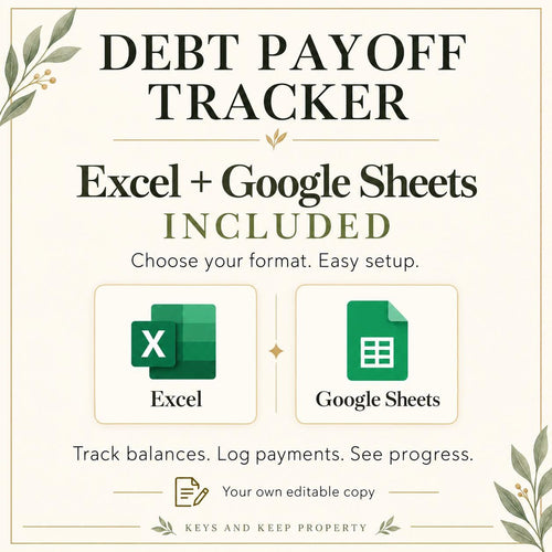 Debt Payoff Tracker Excel and Google Sheets | Printable Planner, Payment Log with Bonus Motivation Kit