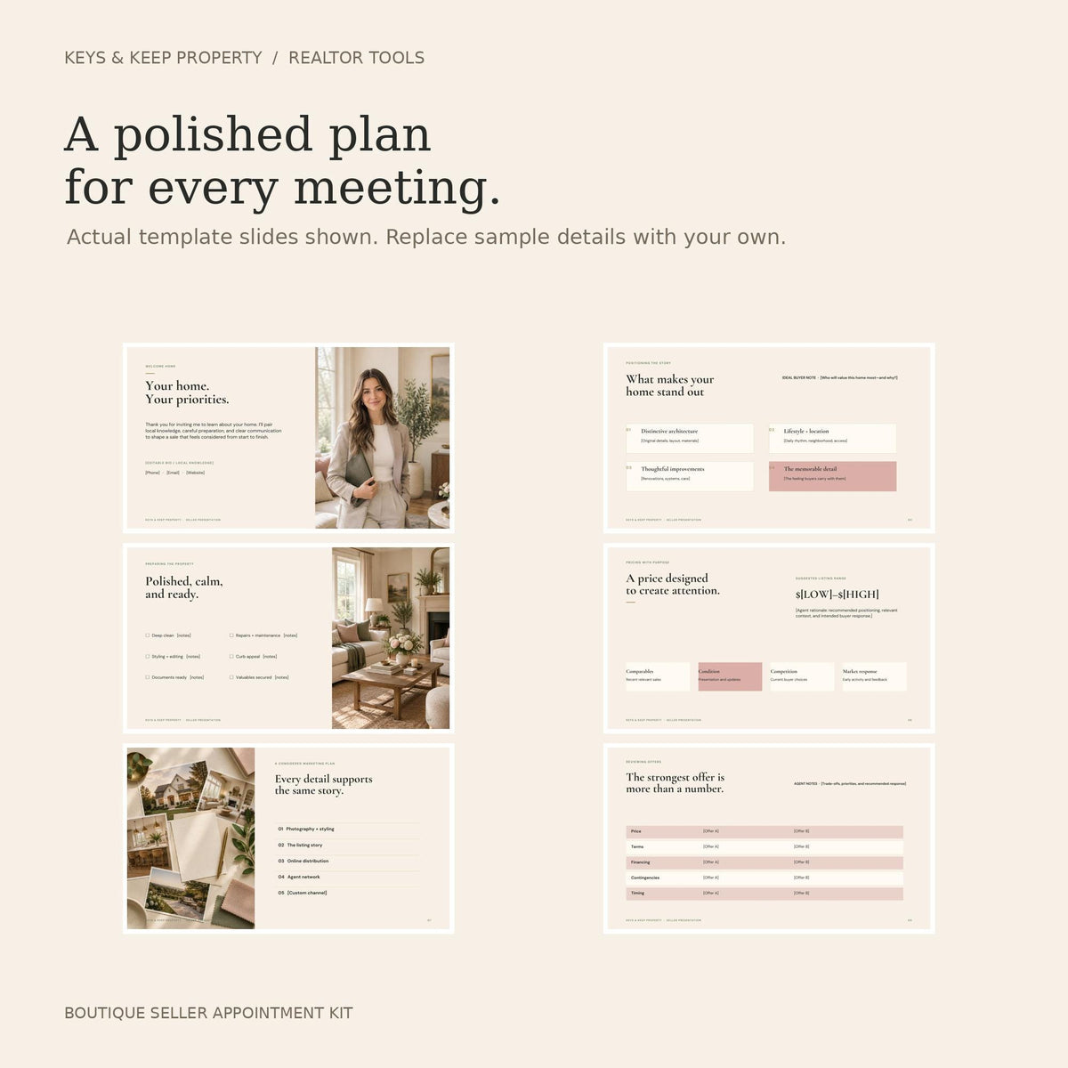 Real Estate Listing Presentation Canva Template, 2 Styles with Seller Forms & Property Sheet