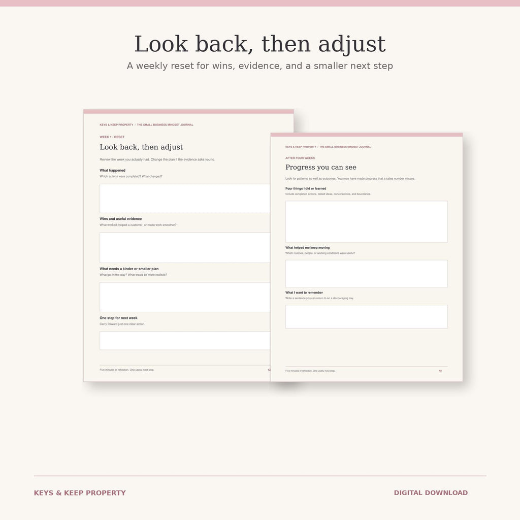 Small Business Mindset Journal | 4-Week Daily Reflection Workbook | Fillable Printable PDF