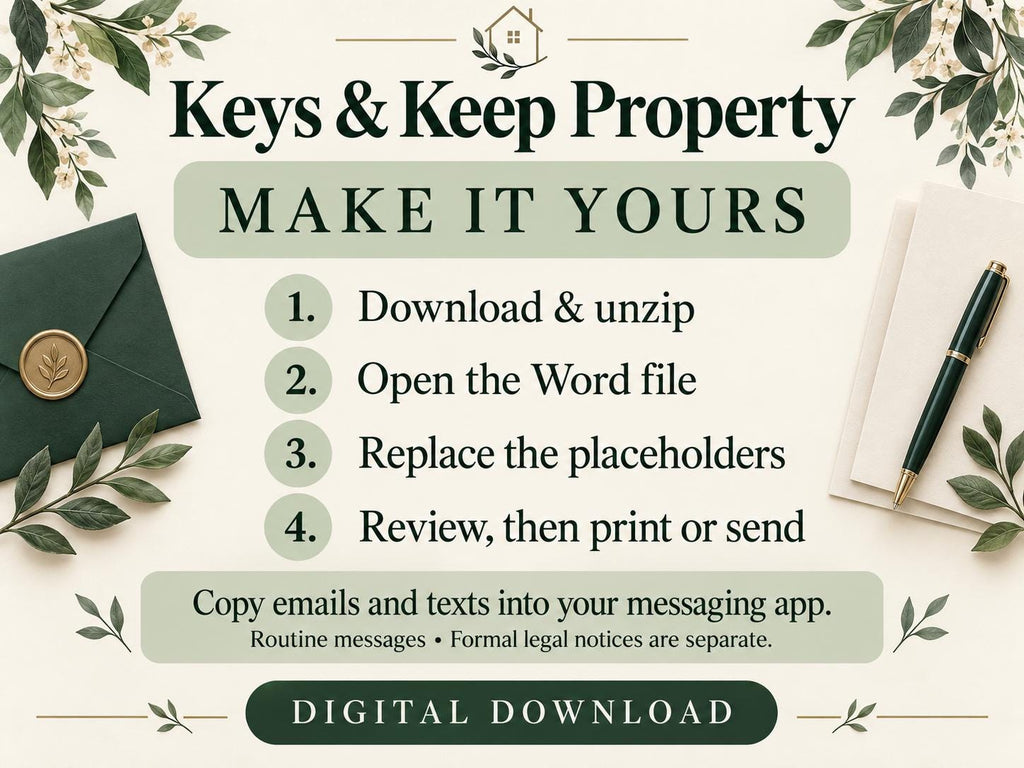 Tenant Communication Packet | 15 Landlord Letter, Email & Text Templates | Editable Word