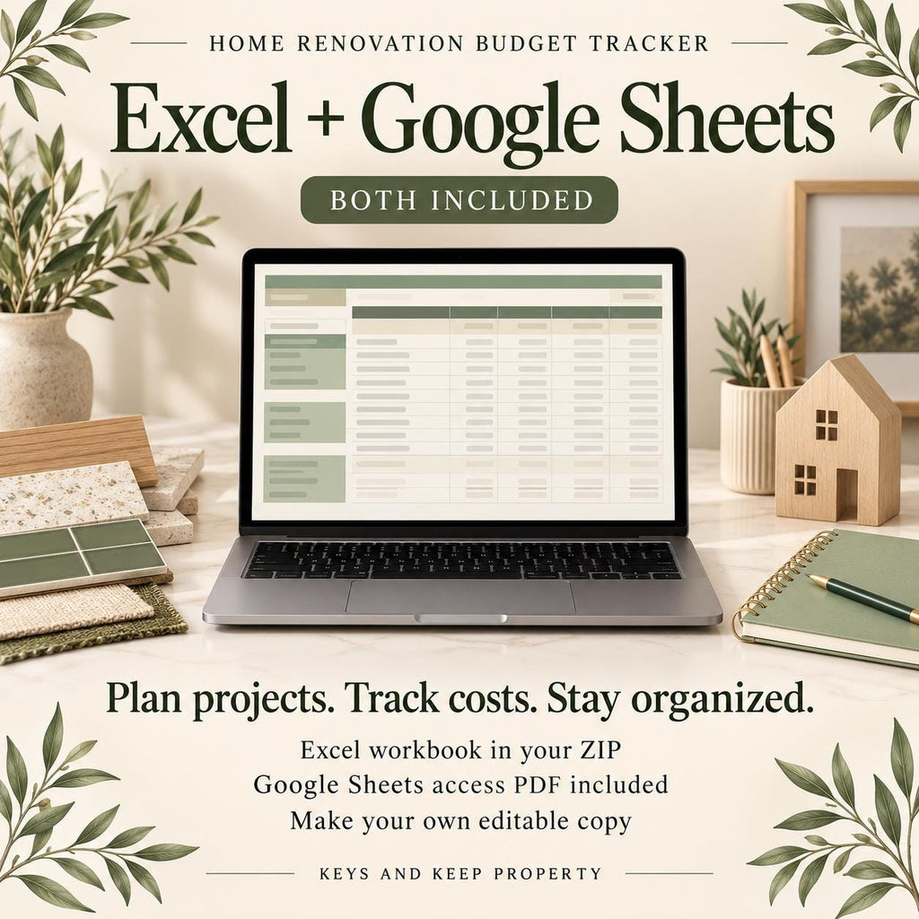 Home Renovation Budget Tracker | Excel & Google Sheets | Project, Contractor and Quote Spreadsheet