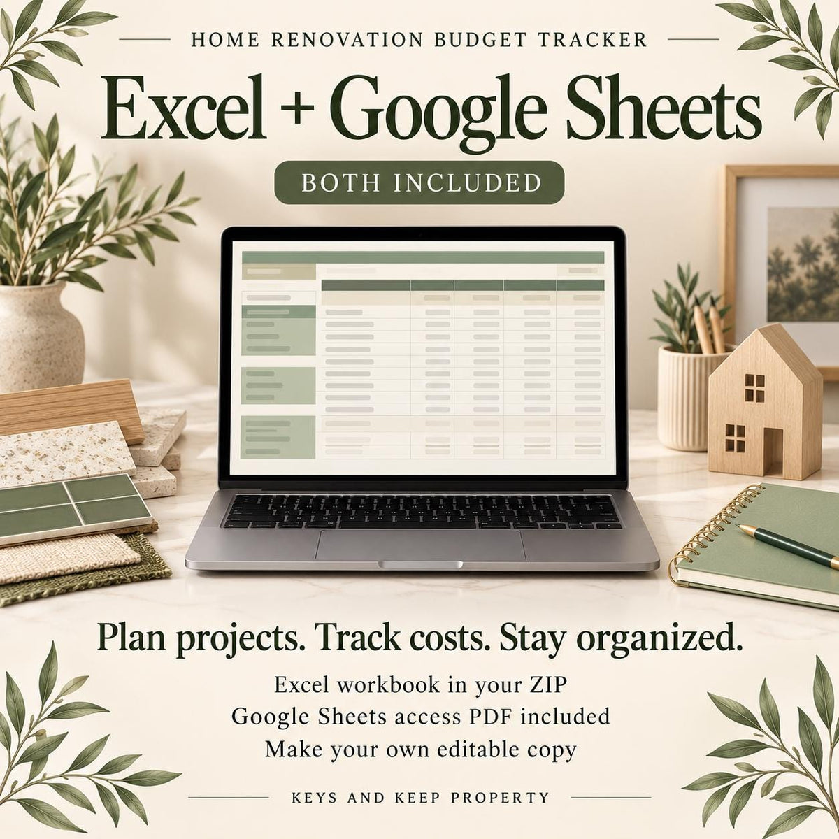 Home Renovation Budget Tracker | Excel & Google Sheets | Project, Contractor and Quote Spreadsheet