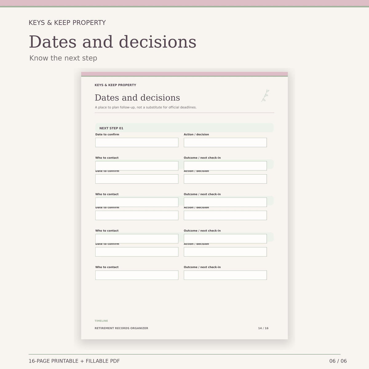 Retirement Records Organizer | 16-Page Fillable & Printable PDF, Accounts and Documents