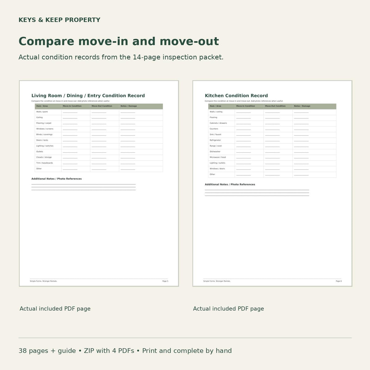 Landlord Move-In Bundle | 38-Page Printable PDF Forms, Lease, Tenant Welcome & Move-Out