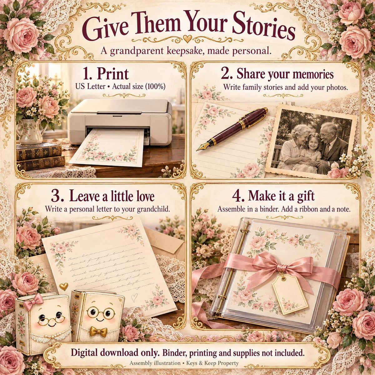 Letters to My Grandchildren Printable Journal | Grandparent Memory Book | 20-Page PDF