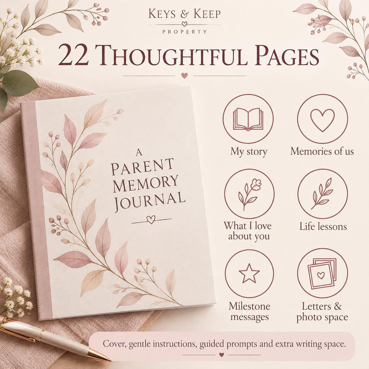 Letters to My Children Printable Journal | Parent Memories, Life Stories and Keepsake Letters | 22-Page PDF