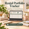 Rental Portfolio Tracker | Excel + Google Sheets | Monthly Cash Flow, Loan Balances & Estimated Equity + Printable Guide