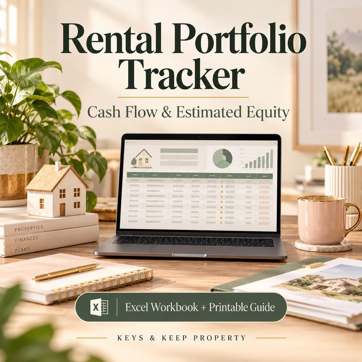 Rental Portfolio Tracker | Excel + Google Sheets | Monthly Cash Flow, Loan Balances & Estimated Equity + Printable Guide