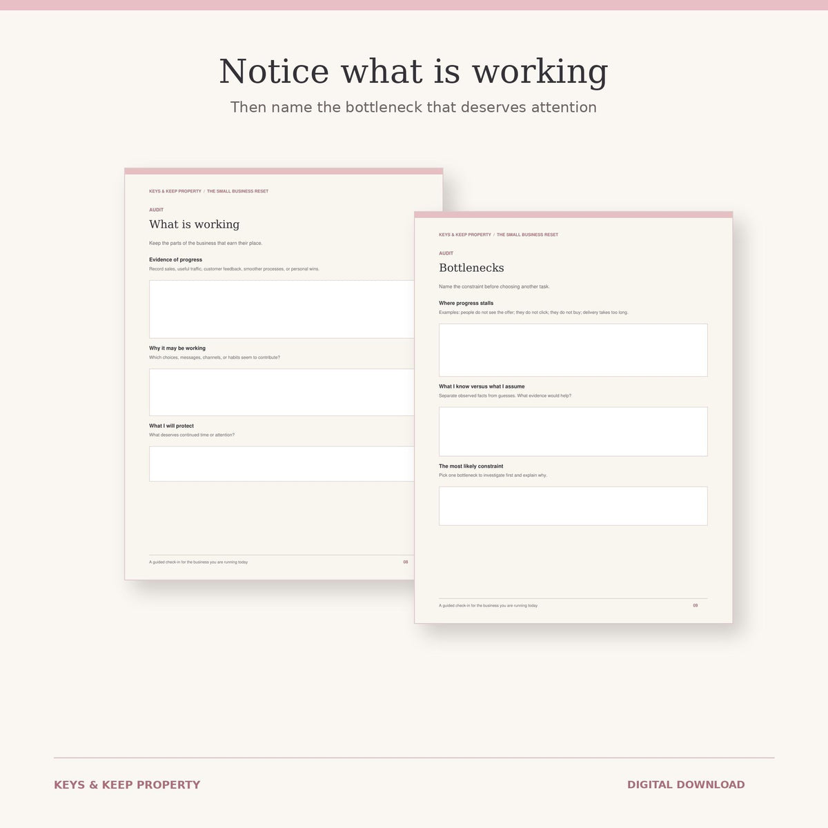 Small Business Reset Workbook | 90-Day Business Planner | Fillable Printable PDF