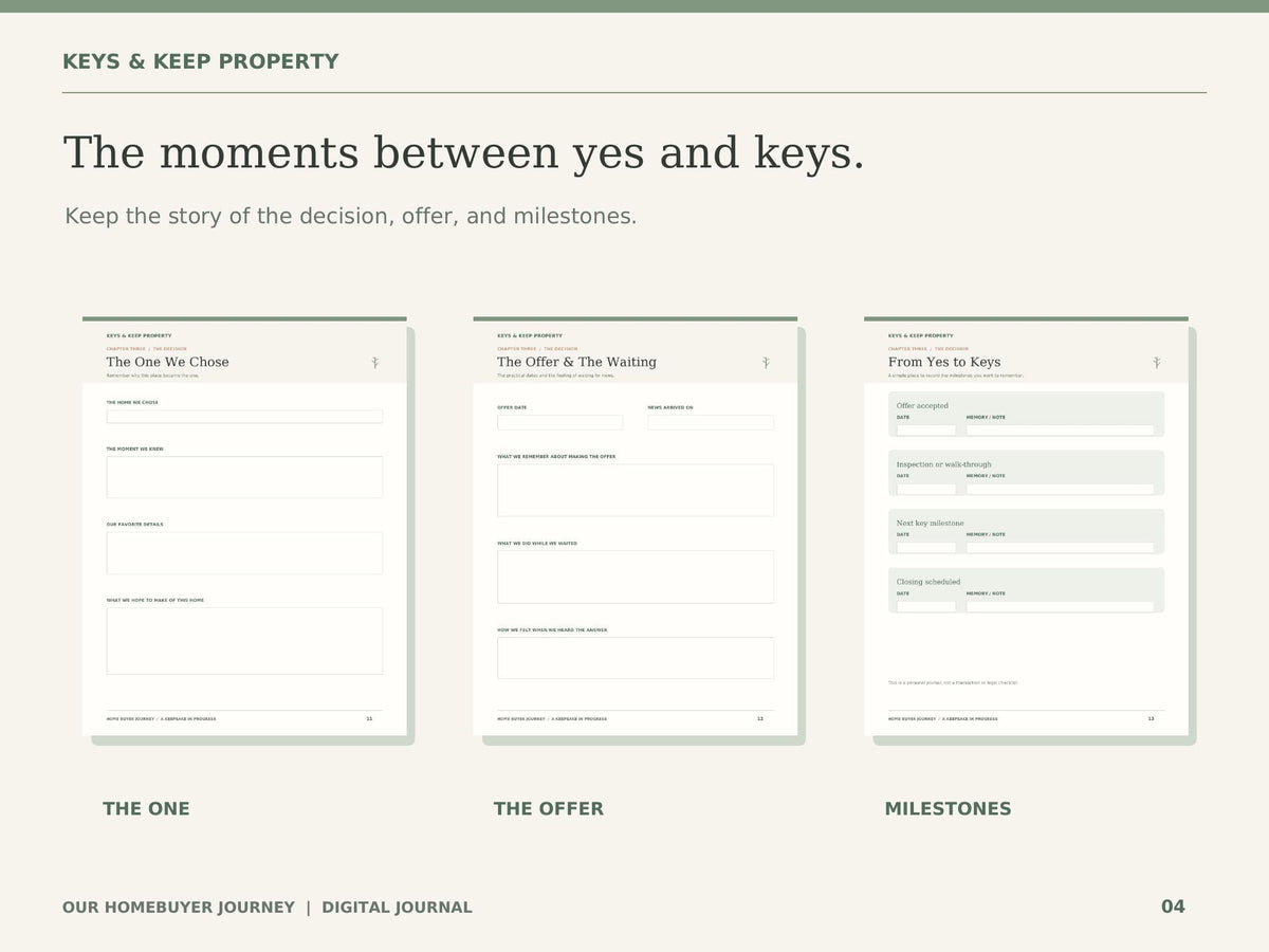 Homebuyer Journey Journal | 18-Page Printable & Fillable PDF | House Hunting Memory Book