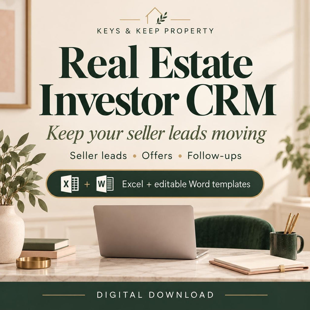Real Estate Investor CRM | Excel + Google Sheets | Seller Lead and Cash Offer Follow-Up Tracker