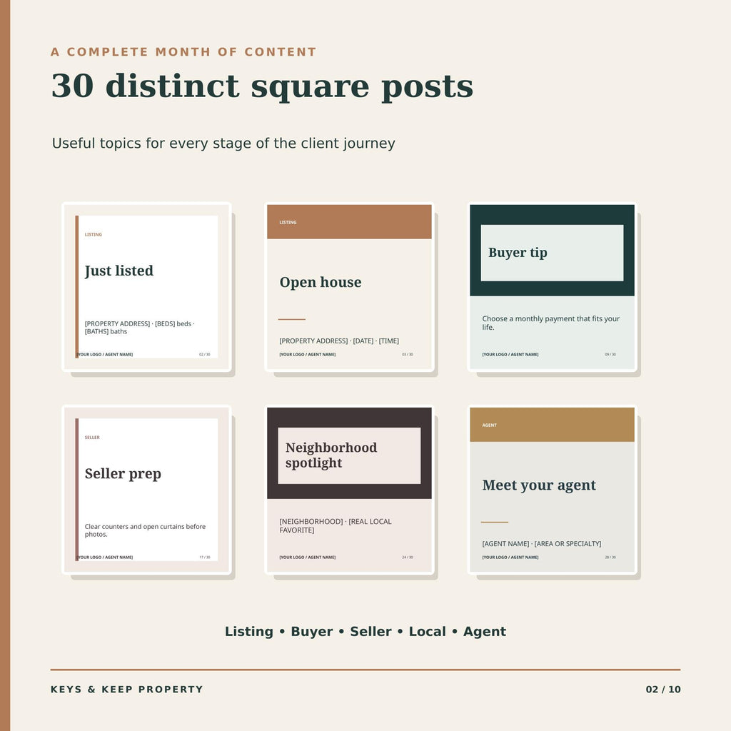 Real Estate Social Media Templates | Canva Kit, 60 Posts + 60 Stories in 2 Styles, Captions Included