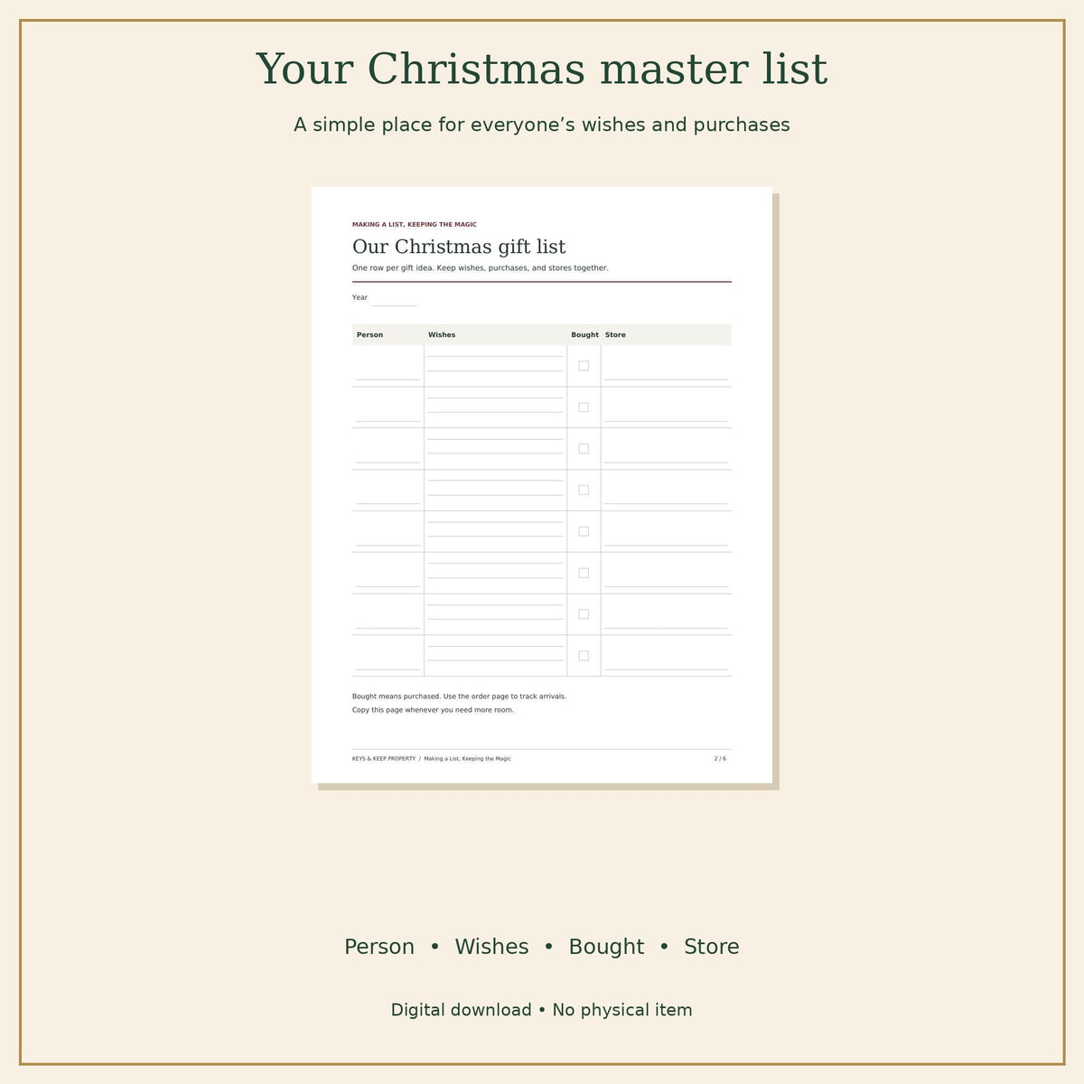Christmas Gift Planner | Gift List, Shopping Budget, Online Orders and Stocking Stuffers | Printable + Fillable PDF