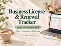 Business License & Renewal Tracker | Excel + Google Sheets Permit Organizer + Printable Forms