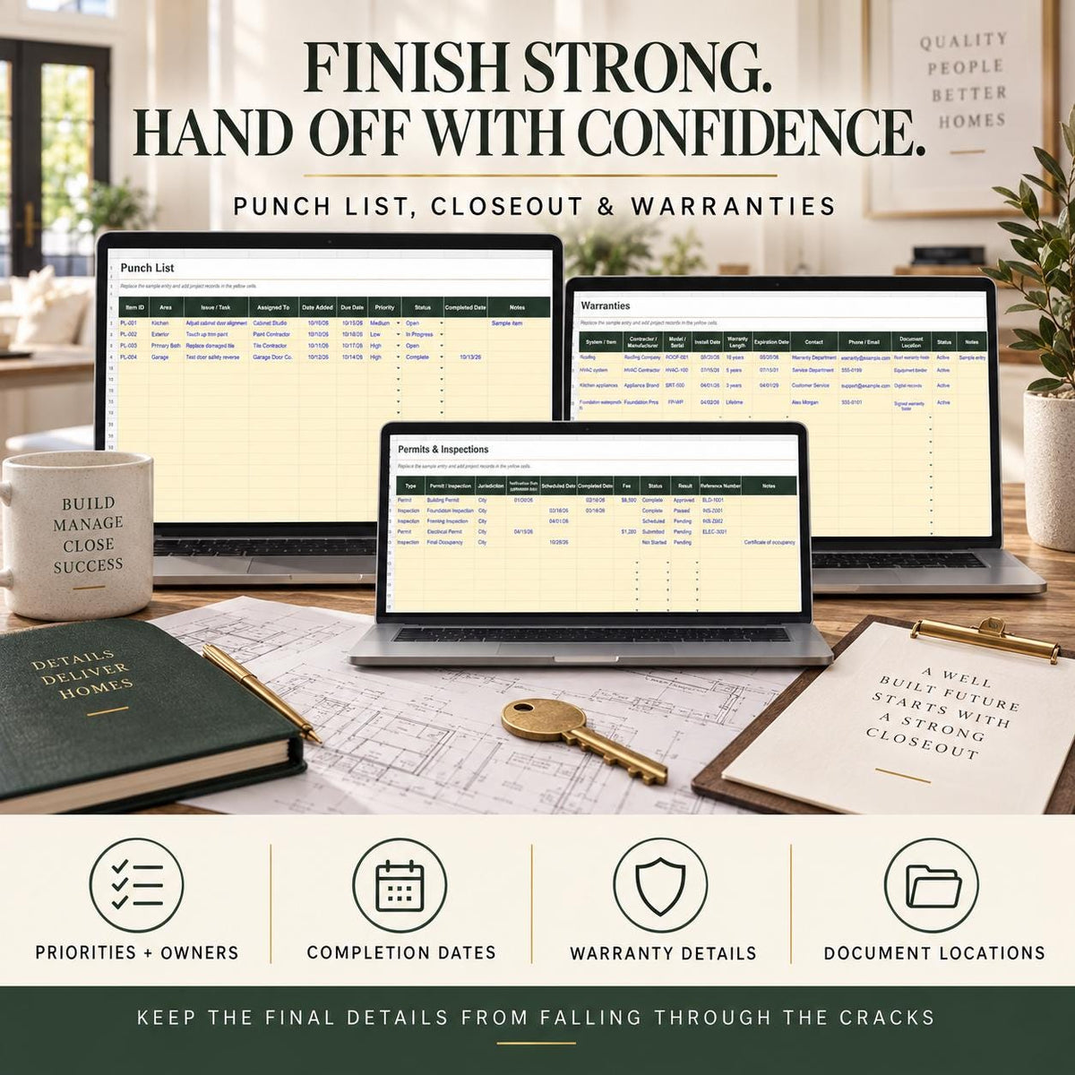 Home Builder Budget & Project Tracker | 12-Tab Excel and Google Sheets Construction Spreadsheet