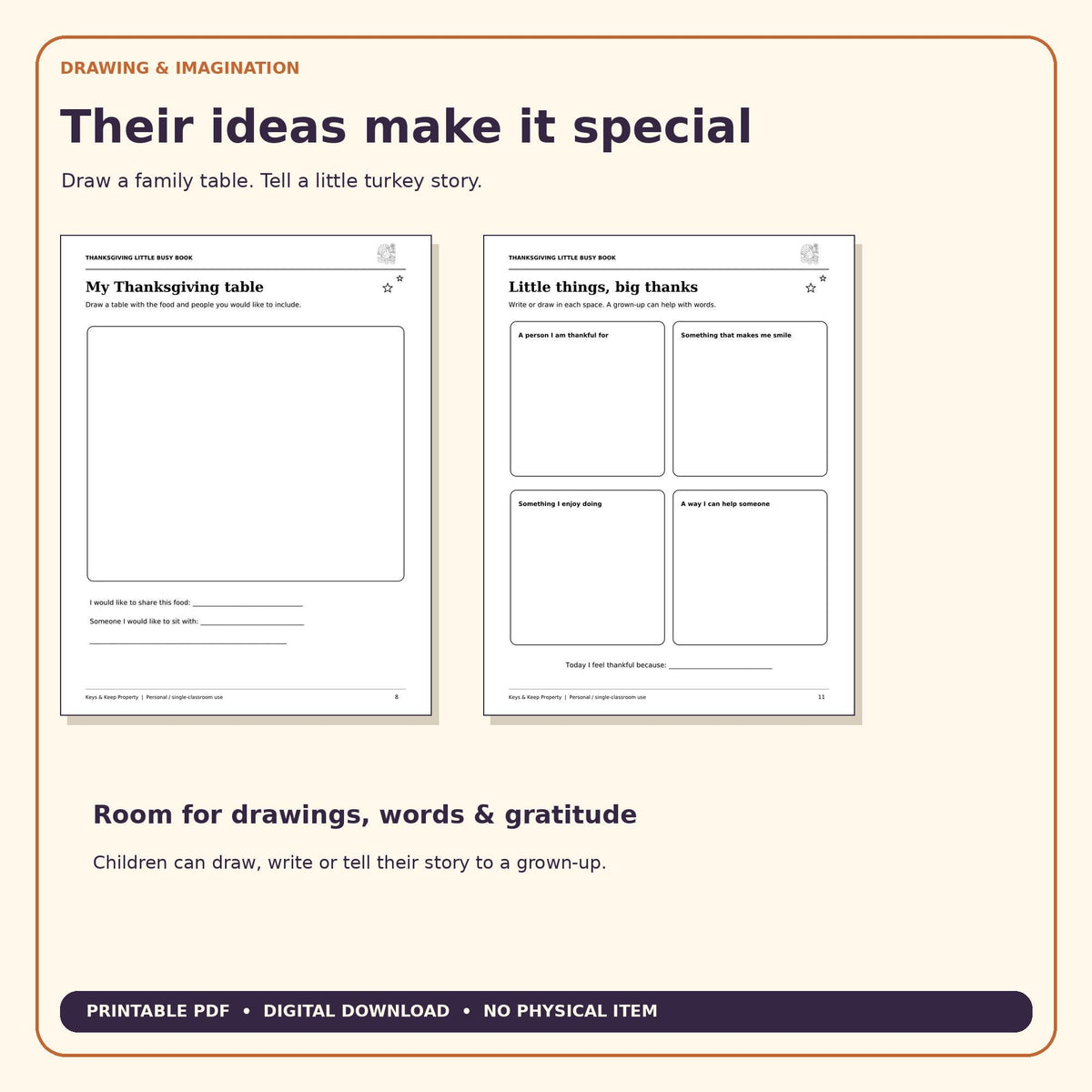 Thanksgiving Activity Book for Kids | Turkey Coloring, Word Search, Crossword, Maze & Gratitude | 14-Page Printable PDF