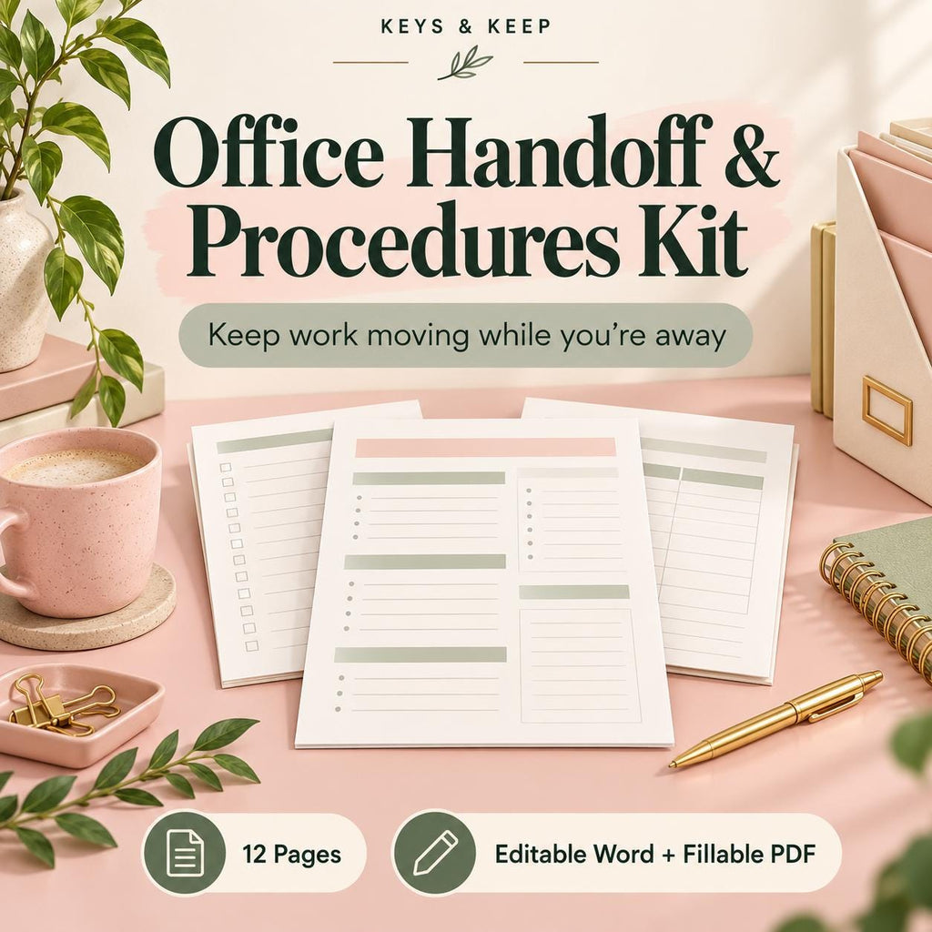 Office Handoff & Procedures Kit | Small Business SOP Templates, Editable Word and Fillable PDF