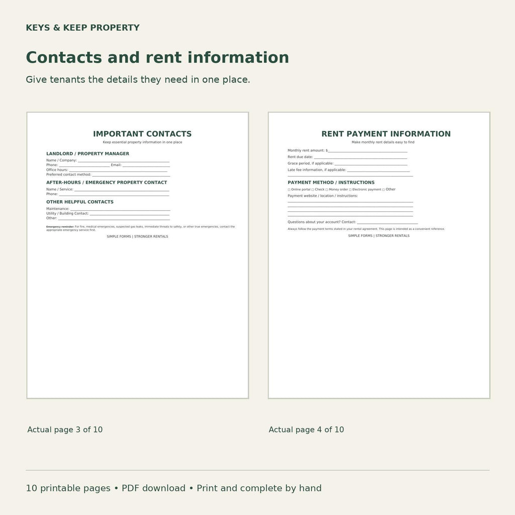 Tenant Welcome Packet | 10-Page Move-In Guide for Landlords (PDF Download)