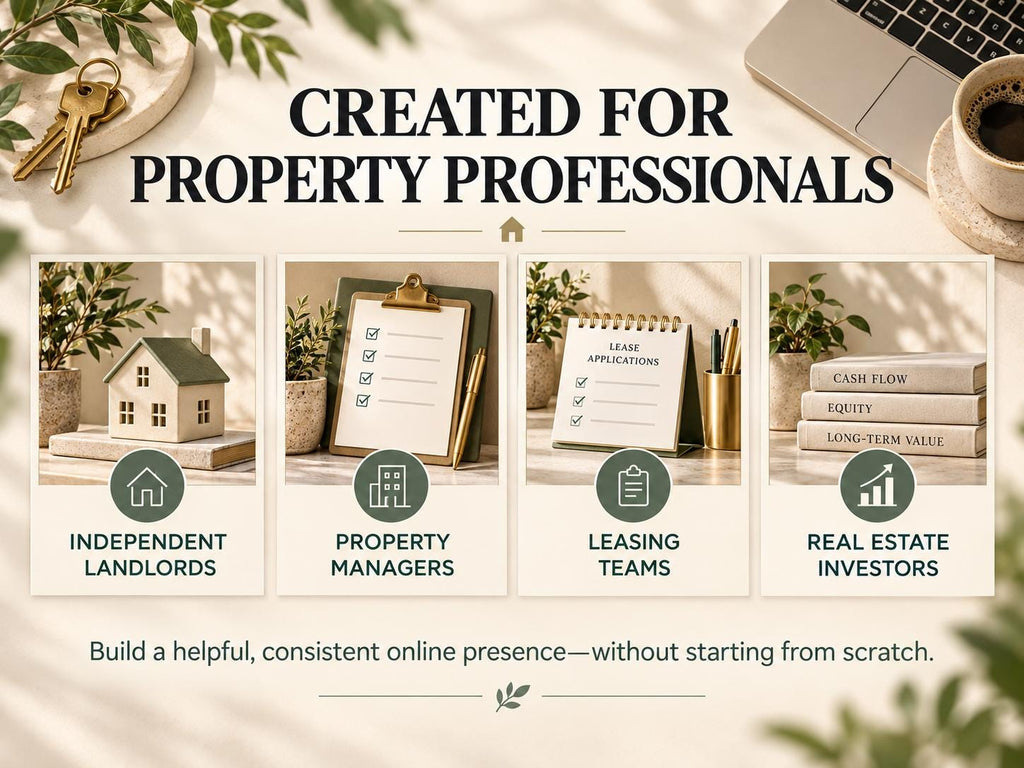 Landlord Social Media Kit | 30 Posts & 30 Stories, Editable PowerPoint for Canva Import