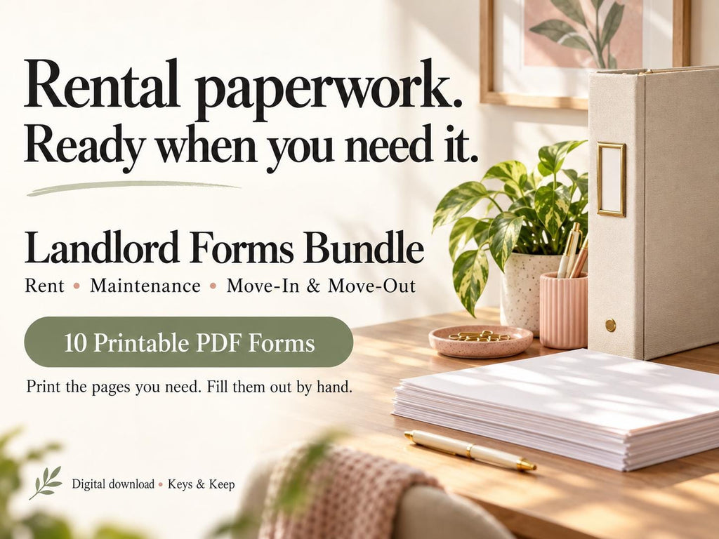 Landlord Forms Bundle | Tenant Notices, Maintenance Requests and Move-In/Out Checklists | 10 Printable PDF Forms