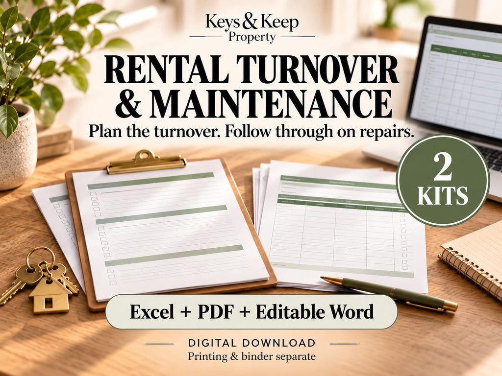 Rental Turnover & Maintenance Bundle | Excel + Google Sheets Make-Ready and Vacancy Trackers, PDF and Word Repair Forms