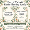 Funeral & Memorial Planner Bundle | Wishes Book + Family Organizer, Fillable PDF + Editable Word