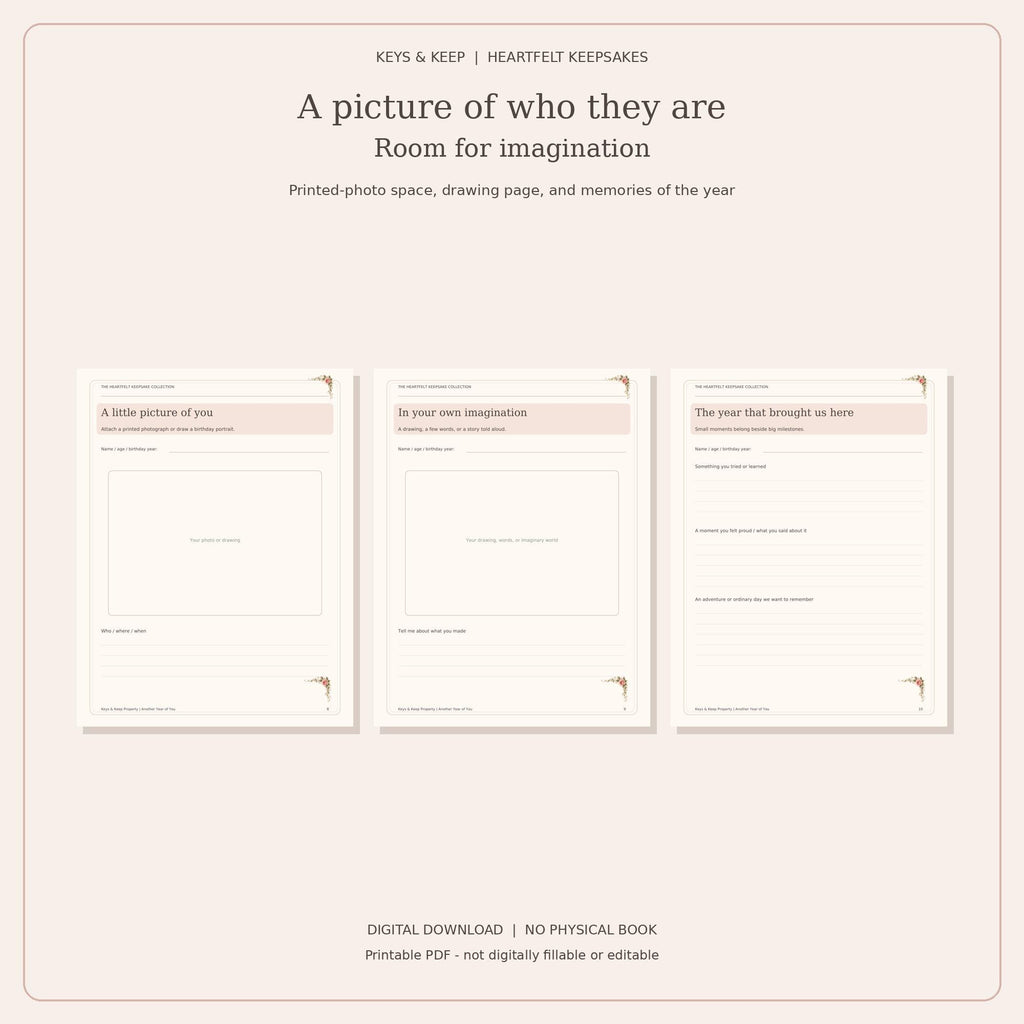 Birthday Memory Book Printable | Child Interview, Birthday Questionnaire and Parent Letter | 12-Page PDF