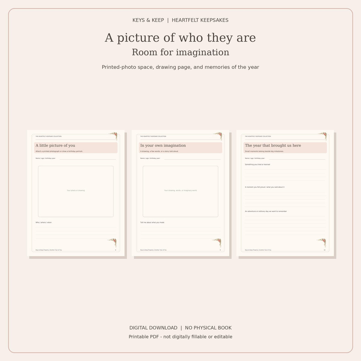 Birthday Memory Book Printable | Child Interview, Birthday Questionnaire and Parent Letter | 12-Page PDF