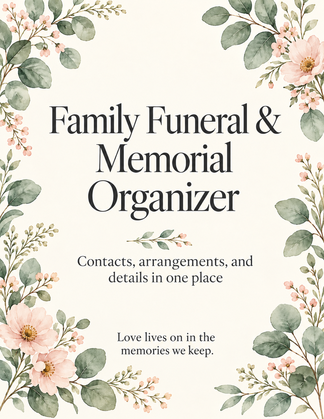 Funeral & Memorial Planner Bundle | Wishes Book + Family Organizer, Fillable PDF + Editable Word