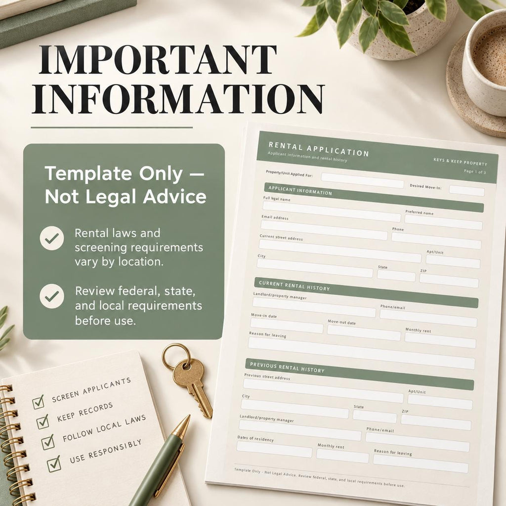 Rental Application Form | 3-Page Printable & Fillable PDFs + Editable Word