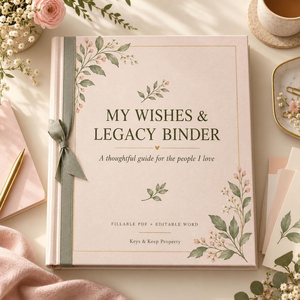 End of Life Wishes & Legacy Binder | 12-Page Planner, Fillable PDF + Editable Word