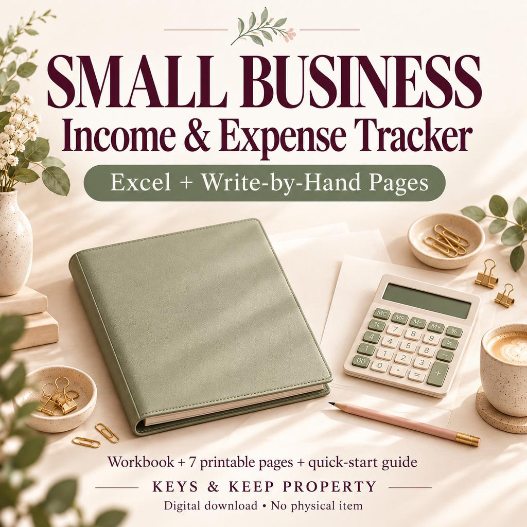 Small Business Expense Tracker and Income Log | Excel & Google Sheets + Printable Bookkeeping Pages | Invoice Tracker