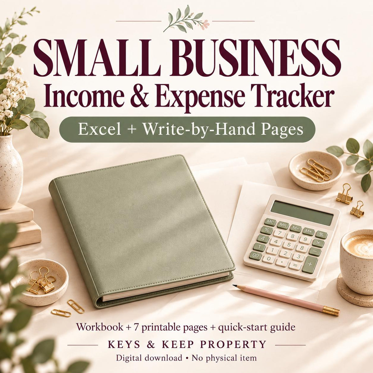 Small Business Expense Tracker and Income Log | Excel & Google Sheets + Printable Bookkeeping Pages | Invoice Tracker
