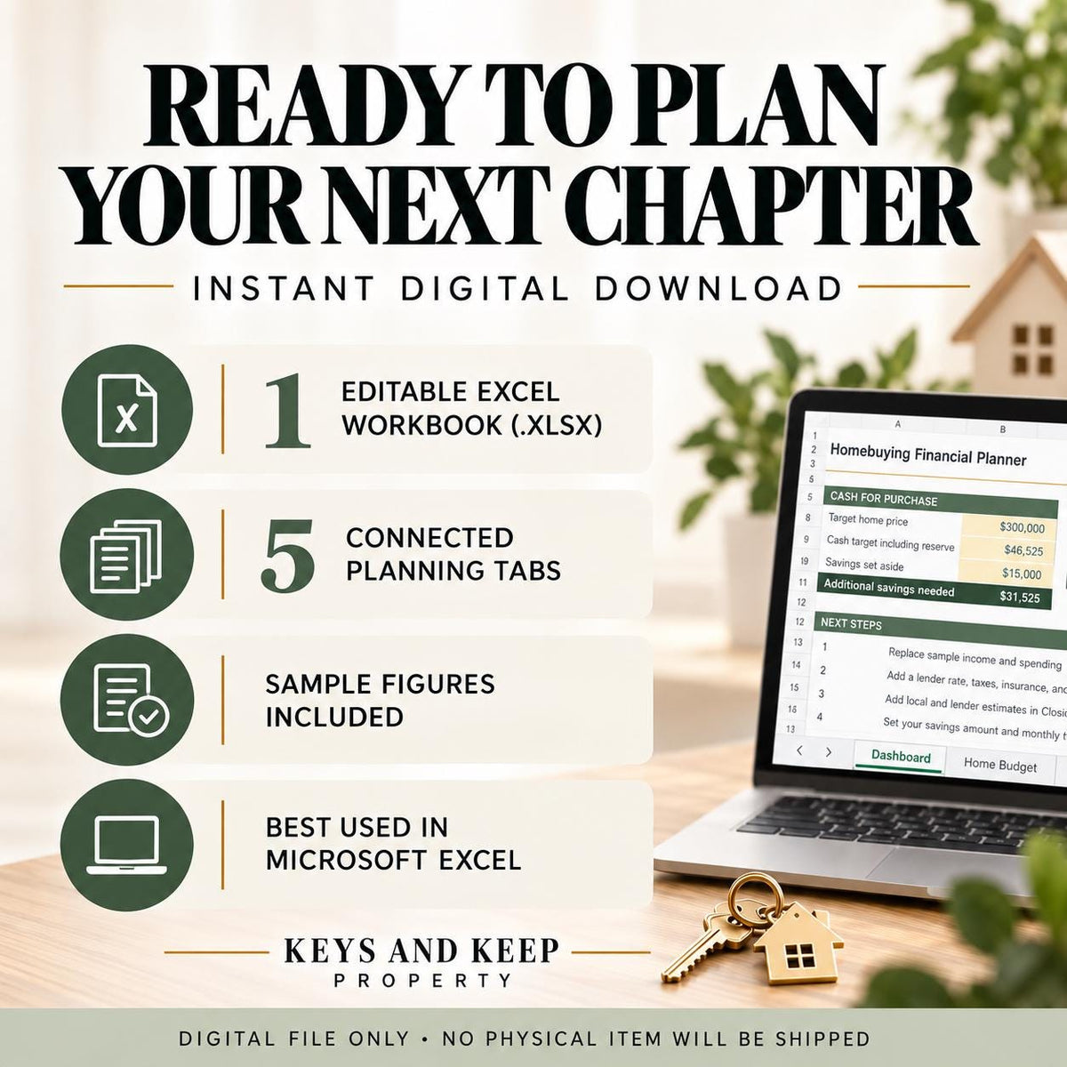 First-Time Home Buyer Budget Planner | Excel & Google Sheets | Closing Costs and Down Payment Savings Tracker