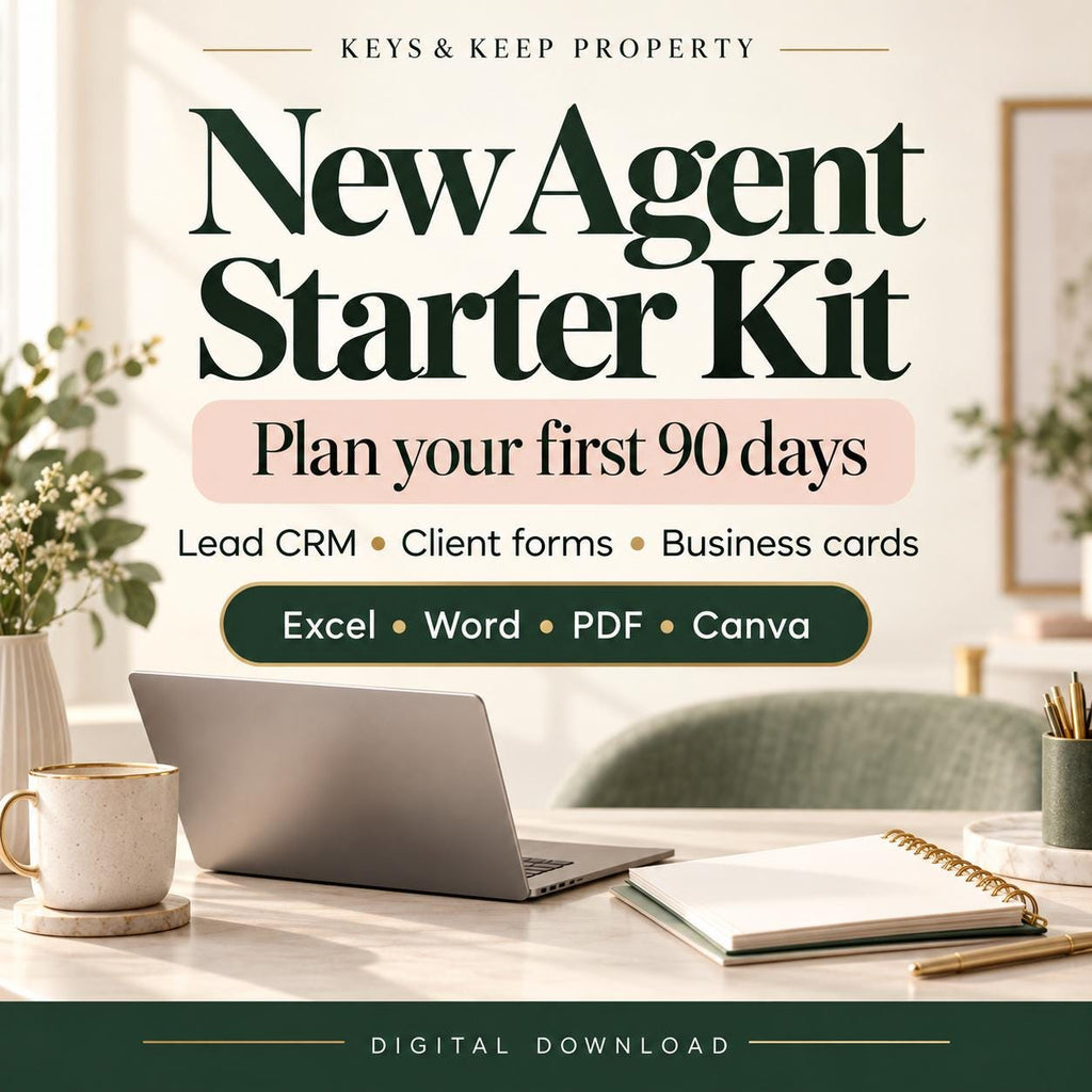 Real Estate Agent Starter Kit | Excel and Google Sheets Lead Tracker, Forms & Canva Cards