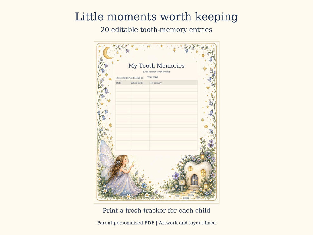 Tooth Fairy Letter and Receipt Printable | Editable PDF + Lost Tooth Tracker | Floral Moonlight