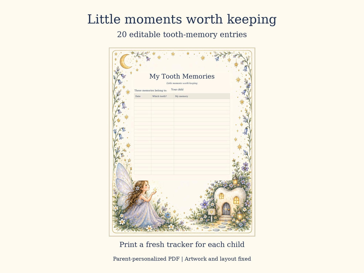 Tooth Fairy Letter and Receipt Printable | Editable PDF + Lost Tooth Tracker | Floral Moonlight