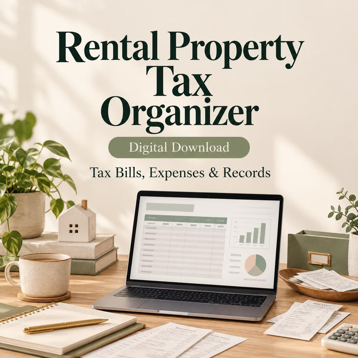Rental Property Tax Organizer | Excel + Google Sheets Tracker for Expenses, Escrow & Tax Bill Increases