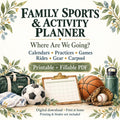 Family Sports Planner | Kids Activity Calendar, Practice Schedule and Carpool Plan | 8-Page Printable + Fillable PDF