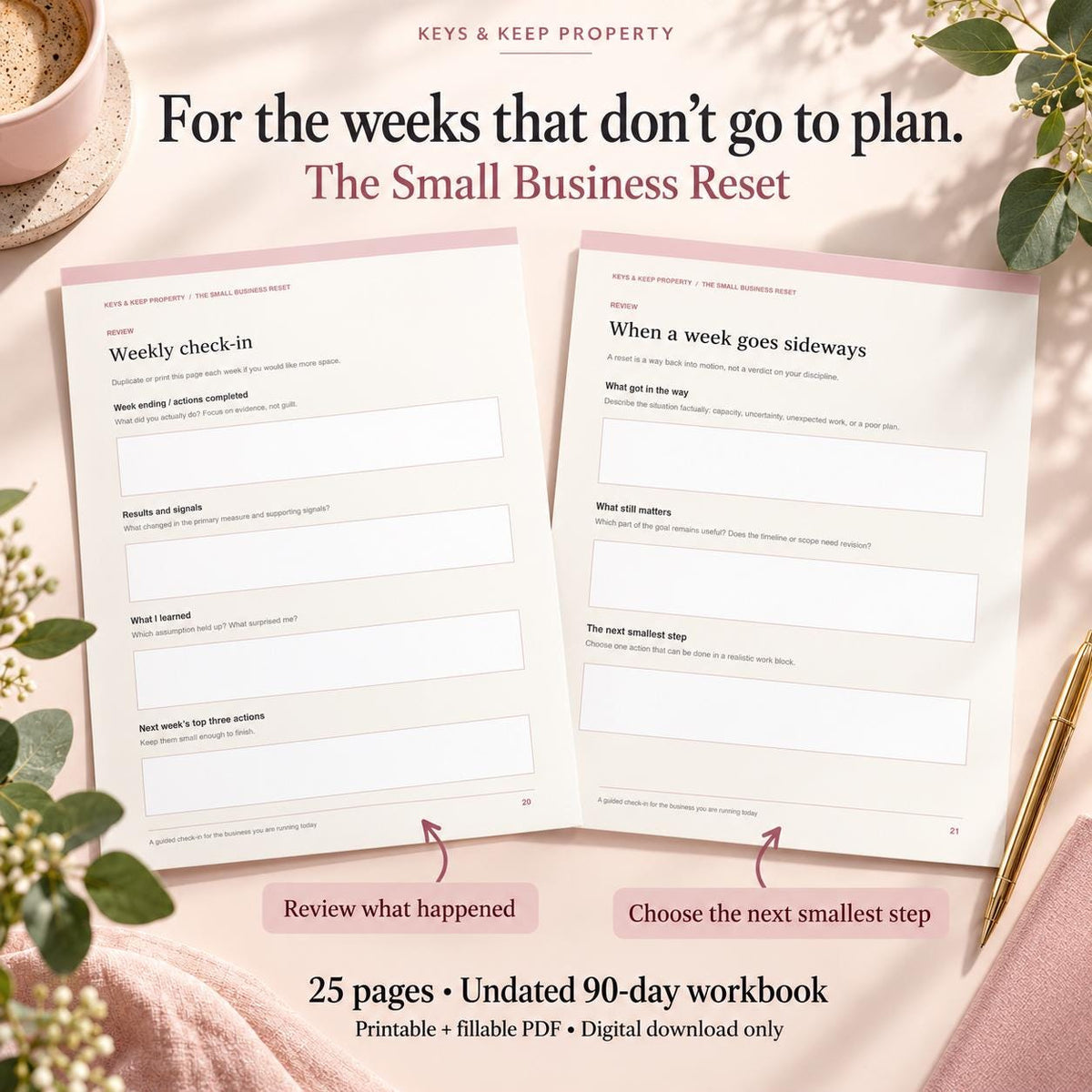Small Business Reset Workbook | 90-Day Business Planner | Fillable Printable PDF