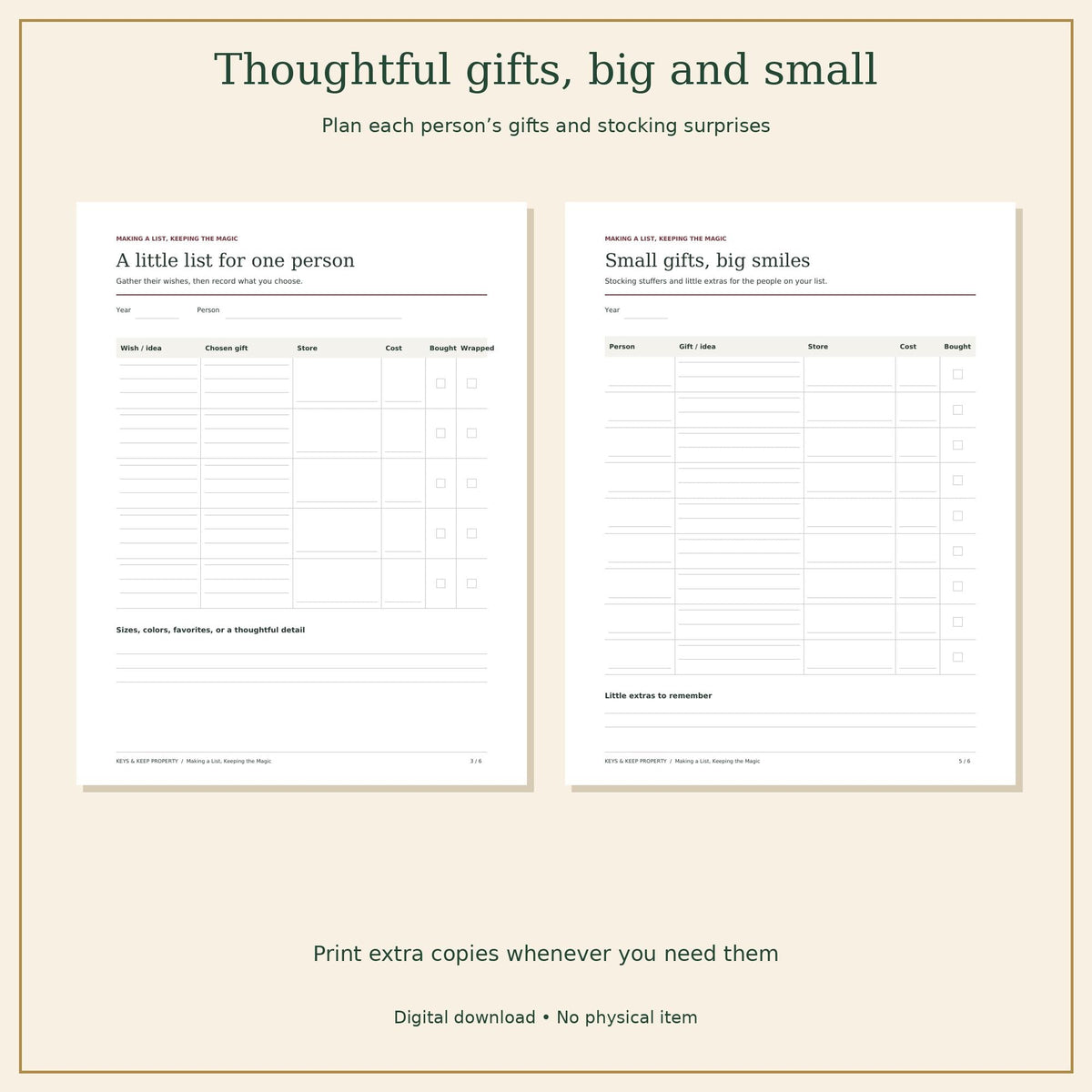 Christmas Gift Planner | Gift List, Shopping Budget, Online Orders and Stocking Stuffers | Printable + Fillable PDF