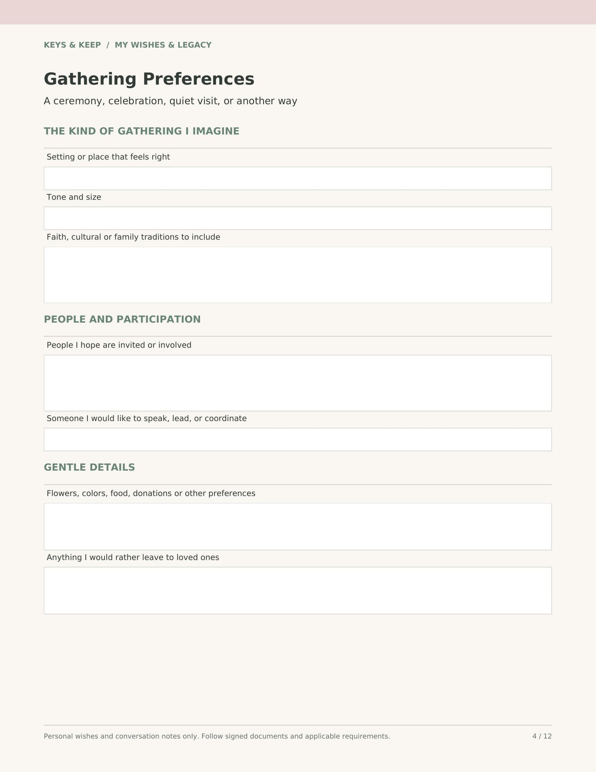 End of Life Wishes & Legacy Binder | 12-Page Planner, Fillable PDF + Editable Word
