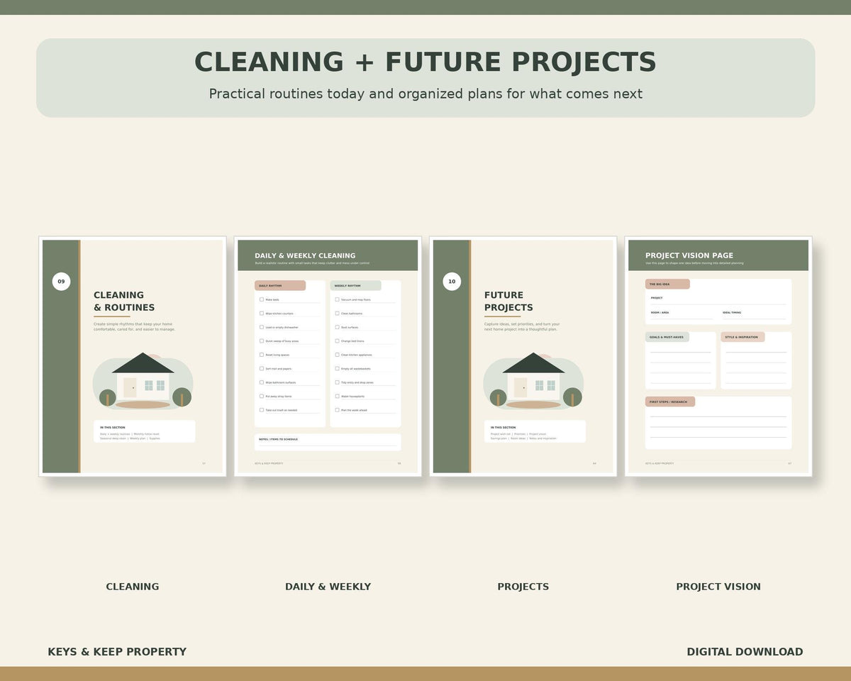 Home Management Binder | New Home Organizer, Maintenance and Household Records | 70-Page Printable PDF + Editable Word