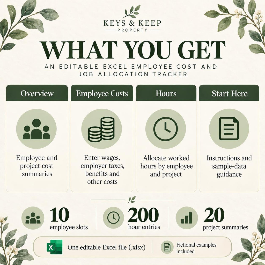 Employee Cost Tracker | Excel & Google Sheets | Rehab Labor Costs and Job Allocation Spreadsheet
