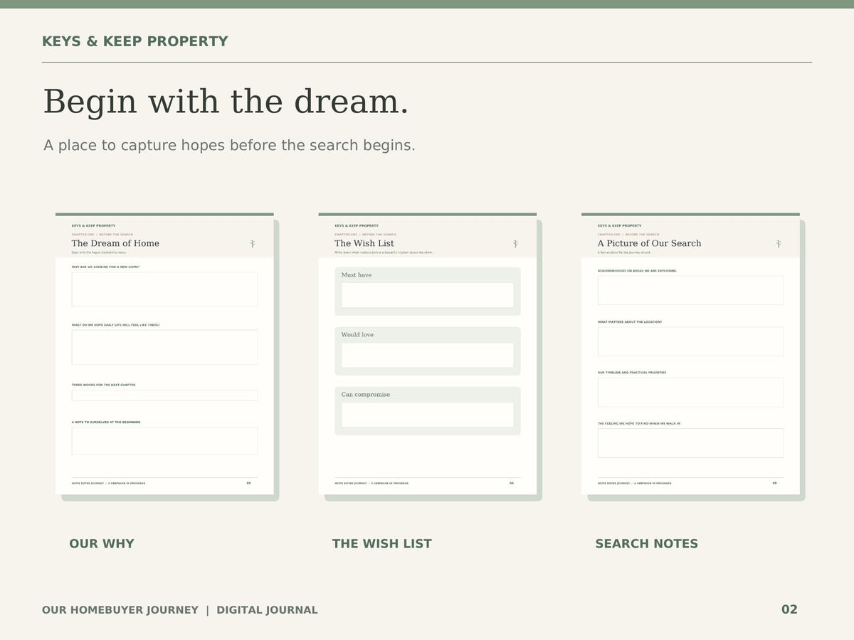 Homebuyer Journey Journal | 18-Page Printable & Fillable PDF | House Hunting Memory Book