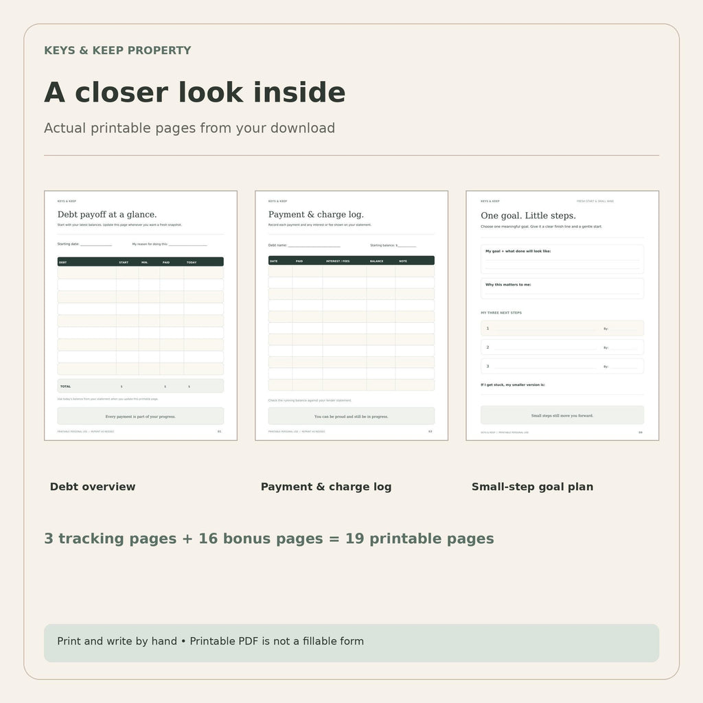 Debt Payoff Tracker Excel and Google Sheets | Printable Planner, Payment Log with Bonus Motivation Kit