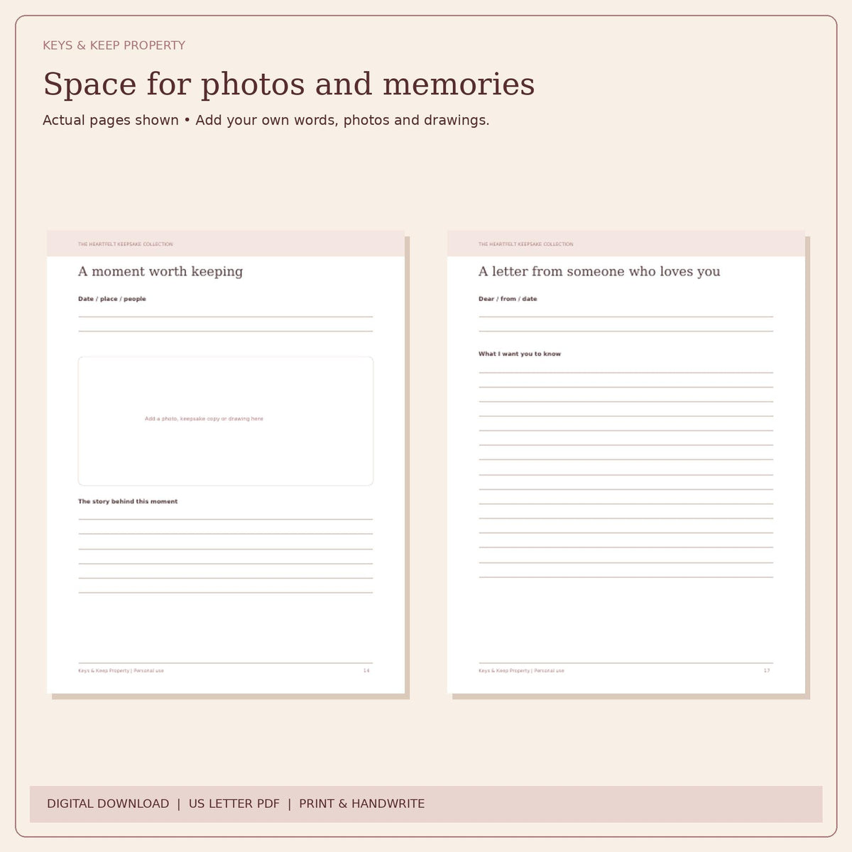 Baby Memory Book Printable, Victorian Floral Cover, 20-Page Keepsake (PDF)