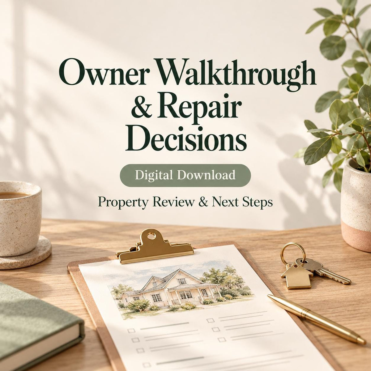 Property Owner Walkthrough Kit | Condition Checklist and Repair Approval Log | Fillable PDF + Editable Word