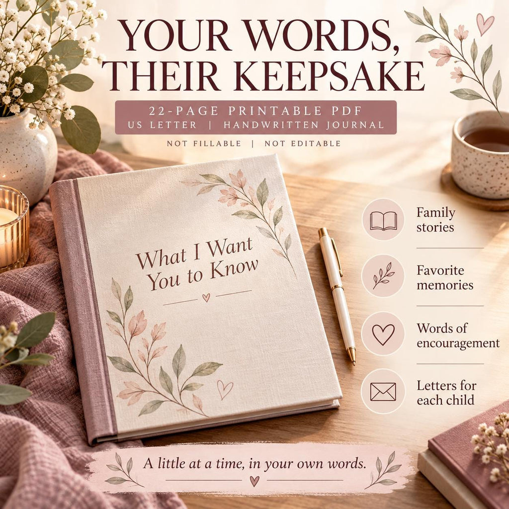 Letters to My Children Printable Journal | Parent Memories, Life Stories and Keepsake Letters | 22-Page PDF